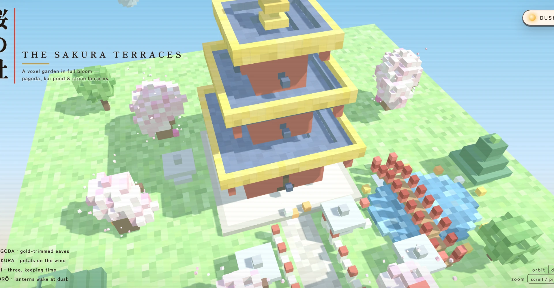 AI Sakura Terraces voxel garden