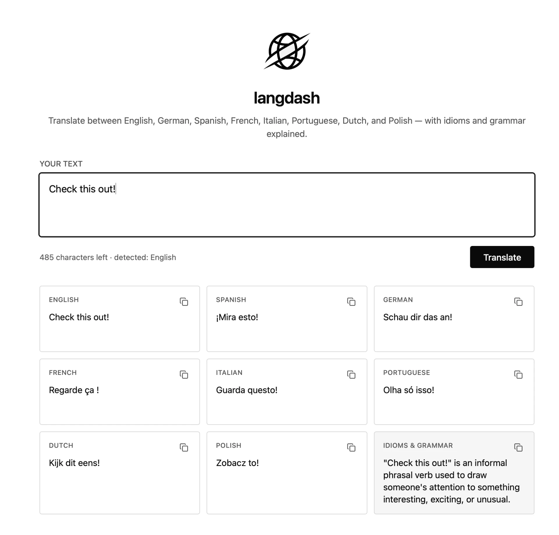 LangDash preview